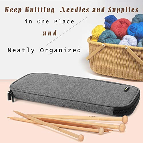 Teamoy Knitting Needles Case, Travel Organizer Storage Bag, Gray - color: Gray