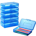 Sooez Plastic Pencil Case Box 6 Pack, Large Crayon Maker Pen Organizer - color: Navy Blue