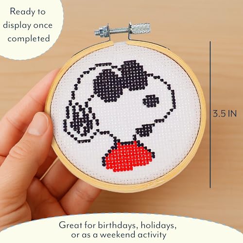 AQUARIUS Peanuts Joe Cool Small Cross Stitch Embroidery Kit for Beginners