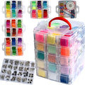301 Embroidery Floss Set Including Cross Stitch Threads Friendship Bracelet String with 5-Tier Transparent Box, Floss Bobbins and Cross Stitch Kits - size: 5-Tier box