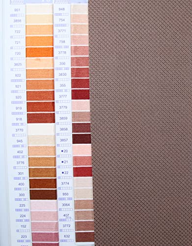 19" x 28" 14CT Counted Cotton Aida Cloth Cross Stitch Fabric (Brown) - color: Brown