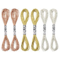 PATIKIL 6 Skeins Embroidery Floss, Metallic Embroidery Thread Nylon Threads Bracelets String for Cross-Stitch Hand Embroidery, Bronze/Silver/Light Gold - color: Bronze/Silver/Light Gold