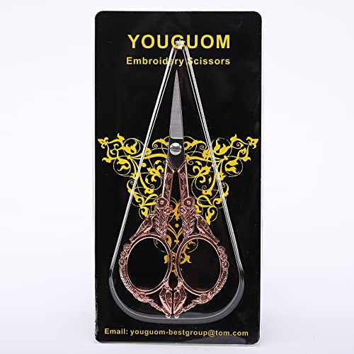 YOUGUOM Sewing Embroidery Scissors, Small Craft Shears with Cover - color: Rose Gold