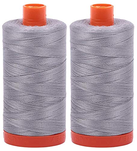 2-Pack - Aurifil 50WT - Mist (2606) Solid - Mako Cotton Thread - 1422 Yards Each … - color: 2pk - Mist 2606