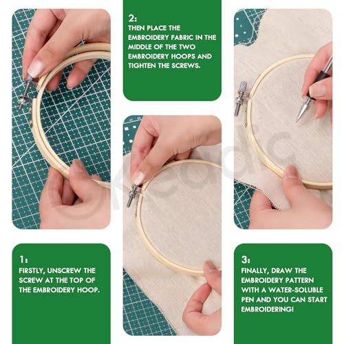 Keadic 78Pcs Embroidery Kit for Beginners, Hand Embroidery Kit Classic Embroidery Stitches Practice Kit, Starter Embroidery Kit for Beginners and Expert