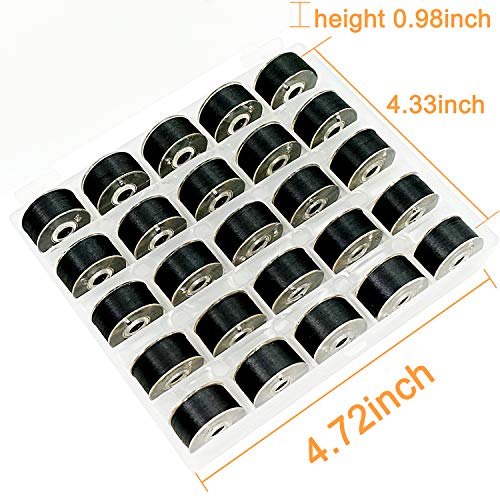 New brothread 25pcs Size A SA156 Prewound Bobbin Thread -Black - color: 60wt black
