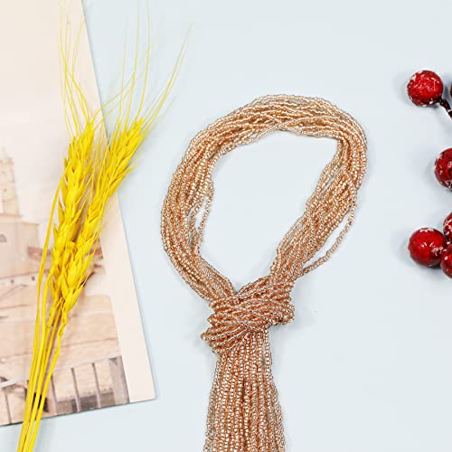 11/0 Glass Silver Lined Seed Beads Hanks (3 Meters, 6000pcs), Champagne Sliver Lined Seed Beads Strand (9 Meters) - color: Champagne-Sliver Lined