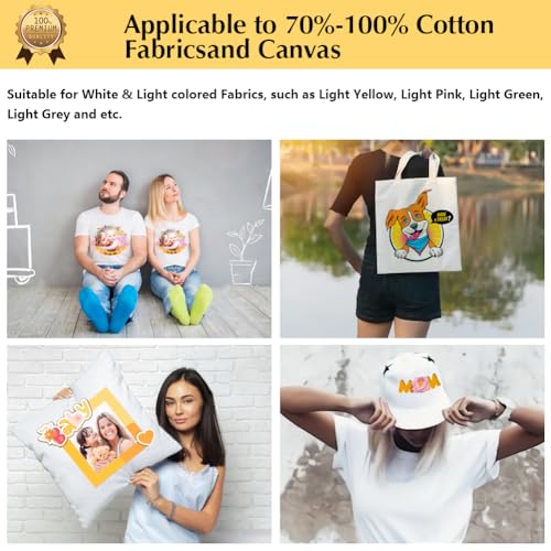 TransOurDream Upgraded Iron on Heat Transfer Paper for T Shirts (20 Sheets, 8.5x11) Iron on Transfers for Light Fabric Printable Heat Transfer Vinyl for Inkjet Printer (TOD-4) - color: Light, size: 20 Sheets