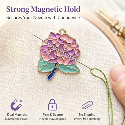 HENYANMHXH Needle Minder Magnetic Needle Keeper for Cross Stitch - color: Flowers
