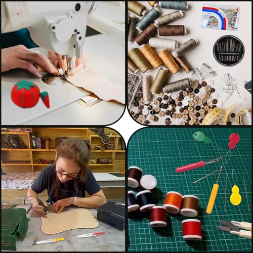 CllyCnny Pieces Sewing Tool Set - 144pcs Including Tomato Pin Cushion Seam Rippers, Scissors, Tape Measure Sewing Pins Tailors Chalk for Quilting Needlework DIY Crafts