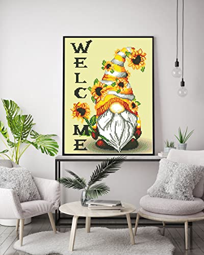 WUSARPLY Gnome Stamped Cross Stitch Kits for Beginners Adults - color: SAP-07