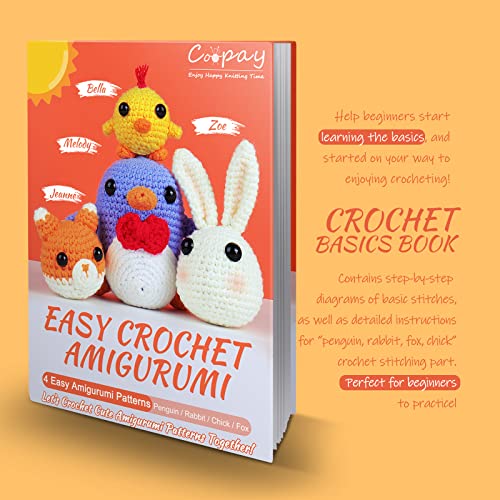 Coopay Crochet Kit for Beginners Adults w/Step-by-Step Tutorial - color: 4 In 1 Animal Kit