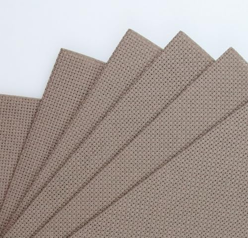 KCS 4/6 pc of 12" x 18" 30cmx45cm 18CT Counted Cotton Aida Cloth Cross Stitch Fabric (Coffee, 6 pc) - color: Coffee, size: 6 pc