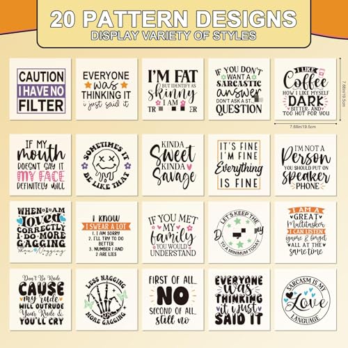 20Pcs Sarcastic Quotes DTF Transfers Ready to Press Iron on Decal - color: Sarcastic Quotes