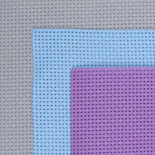 KCS 3 pc of 15" x 18"(38cmx45cm) 11 Count Cross Stitch Cotton Aida Cloth Needlework Rolled Fabric Box,11CT,Light Grey+Light Blue+Lavender - color: Light Grey+light Blue+lavender, size: 11CT