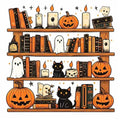 KYOQFVN Bookshelf Stamped Cross Stitch Kits for Adults Beginners - Halloween Counted Cross Stitch Kits - Halloween Embroidery Kits for Beginners Adults Arts Craft 14x14 inch - color: SZXWSJ-01