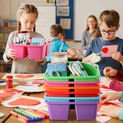 6 Pack Plastic Classroom Organizer Caddy with Handle, Classic - color: Classic