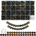 Looconi 1400pcs 4x7mm Black Letter Beads Round Acrylic with Gold Alphabet A-Z Heart Pattern Beads and Crystal Line for Jewelry Making (Black&Gold) - color: Black&Gold, size: 7x4mm