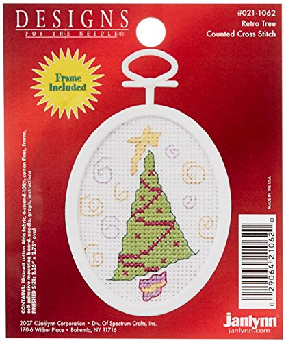 Retro Tree Mini Counted Cross Stitch Kit-2-1/4 X2-3/4 Oval 18 Count (21-1062)