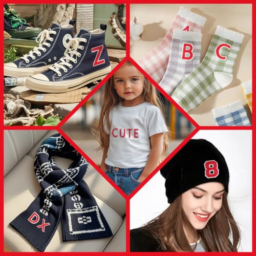 72 Pcs Iron On Letters & Numbers Patches for Tote Bags Hats Clothing Red - color: Red, size: Letters & Numbers