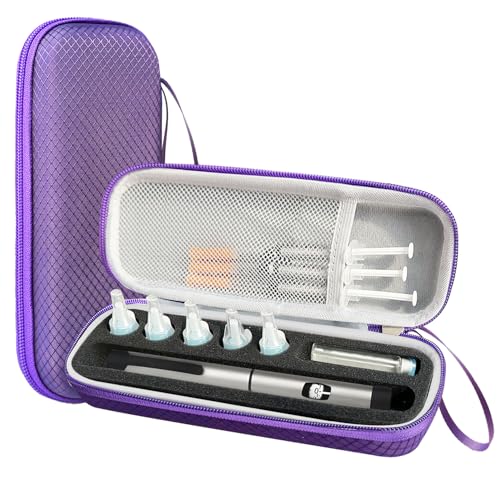 Purple Insulin Peptide Pen Travel Case with Rhombic Texture