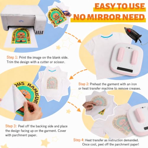 HTVRONT Heat Transfer Paper - 20 Sheets Mixed Dark & Light, 8.5" X 11" - color: Mixed, size: 20 Sheets