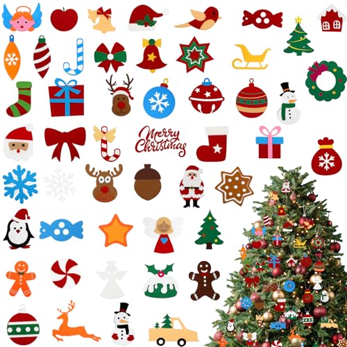 Zhanmai 50 Pcs Felt Christmas Tree Ornaments Bulk Mini Xmas DIY Craft