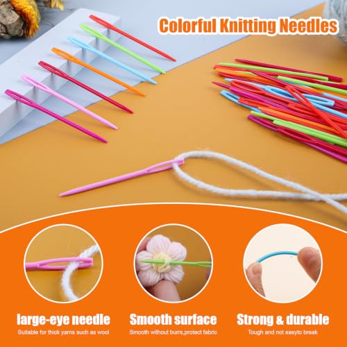 50 Pcs Plastic Yarn Needles Large Eye Plastic Needles for Yarn 2.75 Inch