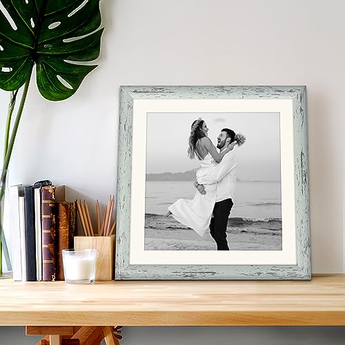 AEVETE Picture Frame 10x10 Light Green Photo Frame Rustic for Wall and Desk - color: Rustic Green, size: 10x10