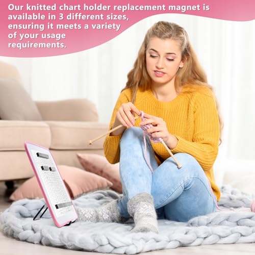 Flutesan 8 x 12 Inches Knitting Pattern Holder with 4 Replacement Magnets Knitting Chart Keeper Cross Stitch Magnetic Board Cross Stitch Accessories and Supplies for Crochet(Pink Border) - color: Pink Border, size: 8.27 x 11.81 Inches