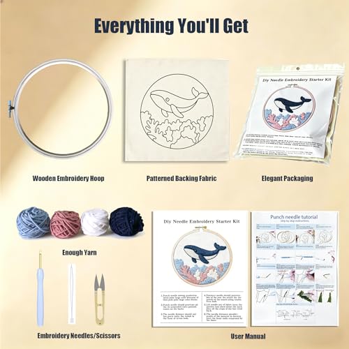AohaiNova Punch Needle Kit for Adult Beginners, Punch Needling Set Elephant - color: 15-Elephant