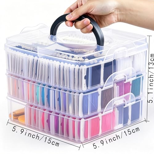 Embroidery Floss Kit with Organizer Box, 110 Colors Plus 24 Black and 24 White Threads, Pre-Wound Labeled Bobbins and Cross Stitch Tools for Friendship Bracelets and Embroidery