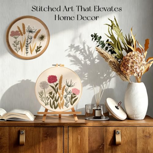 Dadanism Embroidery Kit for Beginners, 4 Pack Starter Embroidery Kits - style: Flowers