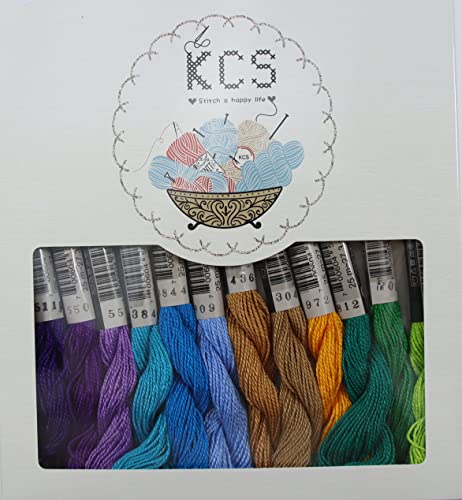 KCS 328 Yards(300 Meters) Mercerized Pearl Cotton Crochet Needlepoint Thread,Size 5, 12 skeins,Mixed Color 14 - color: 12color14, size: 12 skeins