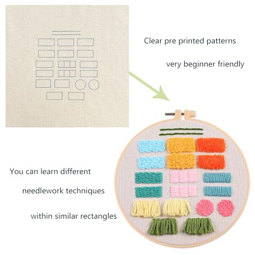 Myfelicity Punch Needle Kit for Beginners Adults – Complete Embroidery Set with Needles, Threads, Fabric & Patterns for DIY Craft Projects