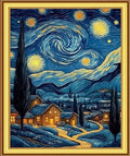 Foxnyart Stamped Cross Stitch Kits Full Range of Embroidery Needlework Starter Kits for Beginners Adults 11CT Embroidery Patterns Art Crafts DIY Needlepoint Kit-Van Gogh Starry Sky Home 16x20 inchs - color: DIYcolor02