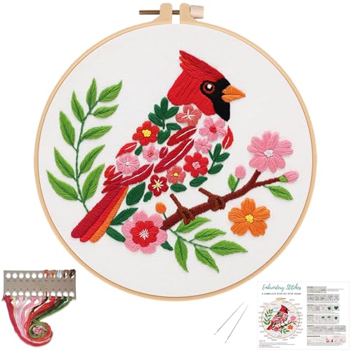 Louise Maelys Cardinal Embroidery Kit, Cross Stitch Kit for Beginne - color: birds
