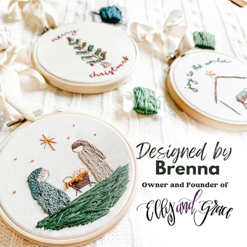 Elly & Grace Christian Embroidery Kit with Embroidery Hoop, Easy Embroidery Kit for Beginners and Adults, Full Embroidery Hoop Kit with Needles and Thread Included (Joy to The World) - style: Joy to The World