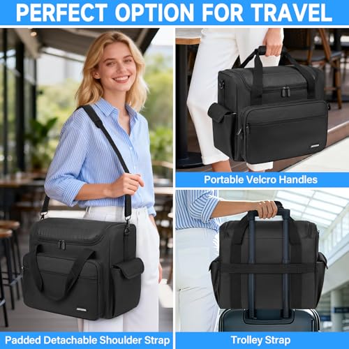 Craft Bag for Scrapbook Supplies, Large Scrapbook Tote with 15.6'' Laptop Sleeve, Art Supply Storage Bag with Multiple Pockets for Scrapbooking Tools, Black - color: Black, size: Without Trolley