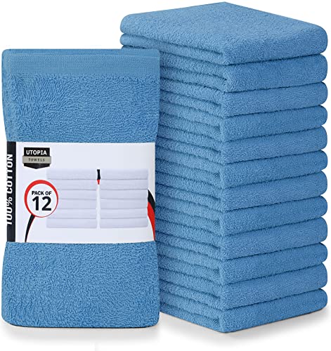 Utopia Towels Kitchen Bar Mops, 12 Pack 16x19 in 100% Cotton, Electric Blue - color: Electricblue, size: 12 Pack
