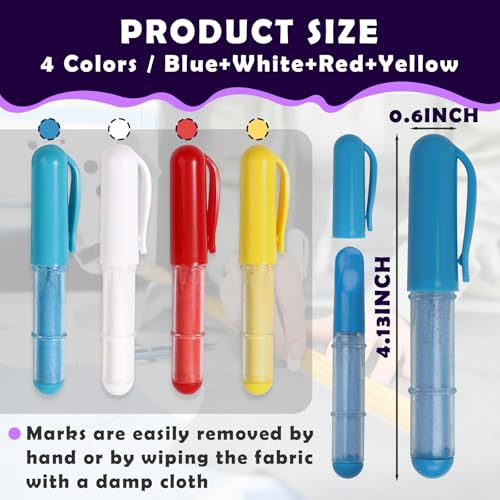 4PCS Sewing Chalk for Fabric, Wipeable and Washable Fabric Chalk for Sewing, Tailors Chalk for Fabric Etailed Marking on Fabrics, Cottons, Leathers - Blue, White, Red, Yellow - color: White & Blue & Red & Yellow