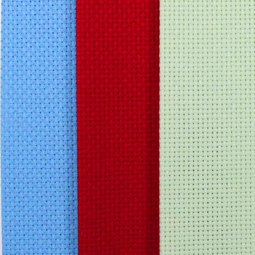 KCS 3 pc of 12" x 18" 14CT Counted Cotton Aida Cloth Cross Stitch Fabric (Light Blue+Light Green+Red) - color: Light Blue+light Green+red