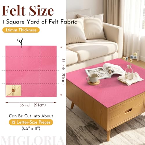 Large Felt Fabric Sheet 36 x 36 Inch, 1.6mm Thick (Neon Pink) - color: Neon Pink