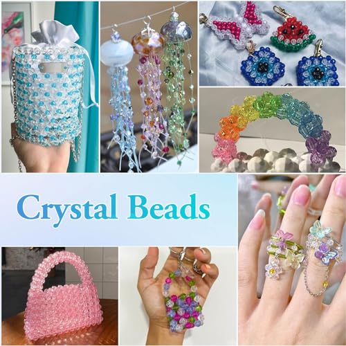 PAXCOO 1820Pcs Crystal Acrylic Beads Faceted Bicone Gem Beads for Jewelry Making (6 MM) - size: 6 MM