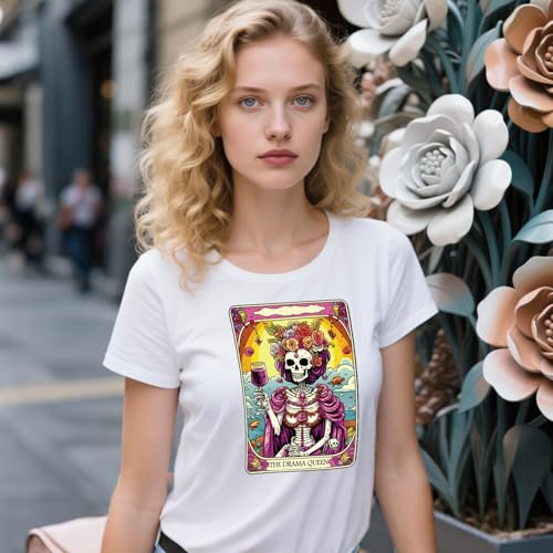Dtf Transfers Ready to Press - 20 Pcs Tarot Skeleton Iron on Patches for T-Shirts, Gothic Halloween Skull Heat Transfer Design Vinyl Stickers, Iron on Decals for Women DIY Clothes - color: Tarot Skeleton