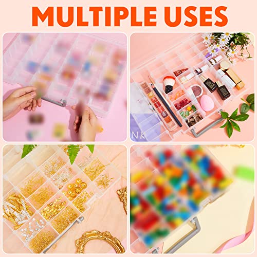 Juexica 2 Pcs 48 Grid Plastic Bead Storage Organizer Box, Clear - color: Clear