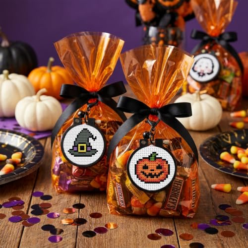 7 Pack Halloween Stamped Cross Stitch Kits for Adults Beginners with Frame - color: Halloween Cross Stitch Kits
