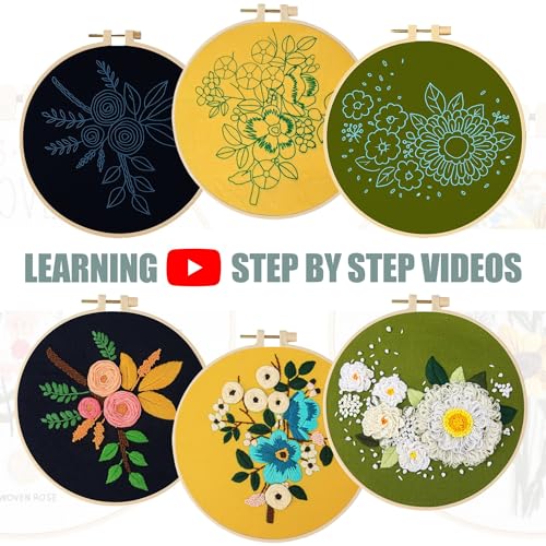 LX LERMX Embroidery Kits for Beginners, Adult Starter Cross Stitch Kit Needlepoint Complete DIY Kit with Unique Patterns, Hoop, Colorful Threads, Tools, Step by Step Instructions & Video Tutorial - color: Pattern 10 - 3PCS