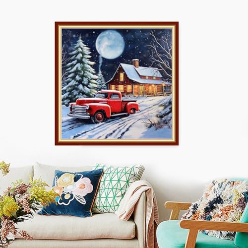 Foxdiviy Stamped Cross Stitch Kits Full Range of Embroidery Needlework Starter Kits for Beginners Adults 11CT Embroidery Patterns Art Crafts DIY Needlepoint Kits-Christmas Eve 18x18 inch - color: Stamped Set 16