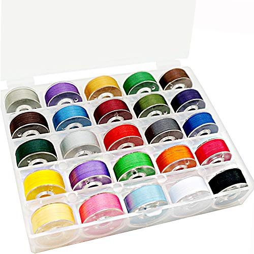 New brothread 25pcs Size A SA156 Prewound Bobbin Thread -Assorted Colors - color: 60wt assorted colors